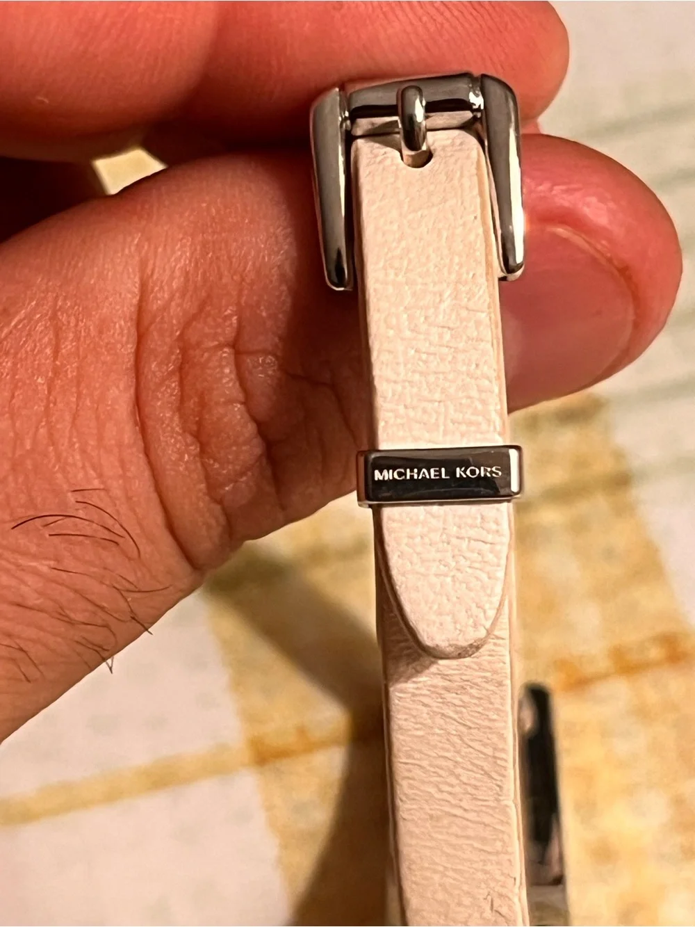 Michael Kors White Leather Rhinestone Bracelet